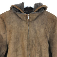 画像をギャラリービューアに読み込む, LOEWE ロエベ ムートンジャケット フード付き ブルゾン 羊革 ダークブラウン サイズ44(L相当)【中古】レディース
