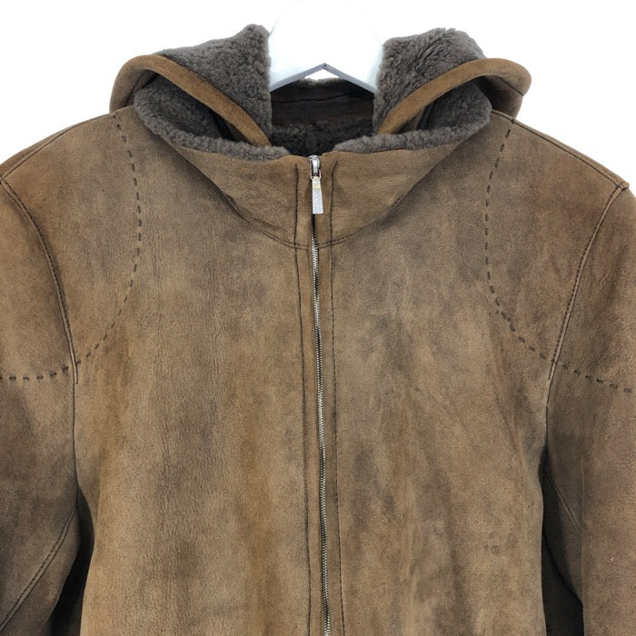 LOEWE ロエベ ムートンジャケット フード付き ブルゾン 羊革 ダーク