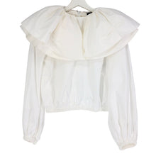 画像をギャラリービューアに読み込む, LUDLOW ラドロー ELIZABETH エリザベス ボリュームカラー 長袖 コットンシャツ ブラウス ホワイト Fサイズ【中古】レディース
