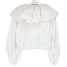 画像をギャラリービューアに読み込む, LUDLOW ラドロー ELIZABETH エリザベス ボリュームカラー 長袖 コットンシャツ ブラウス ホワイト Fサイズ【中古】レディース
