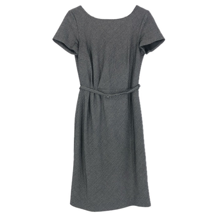 Weekend Max Mara ウィークエンド マックスマーラ ベルト付き 半袖 ワンピース ウール×シルク ブラック サイズ42(L-XL相当)【中古】レディース