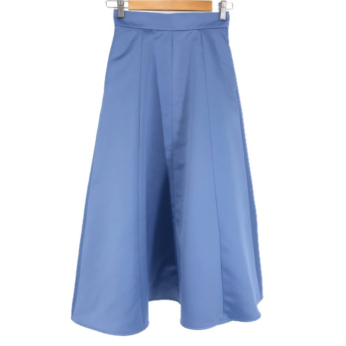 green label relaxing グリーンレーベルリラクシング ツヤサテン フレア ロングスカート コバルト サイズ36(S相当)【中古】レディース