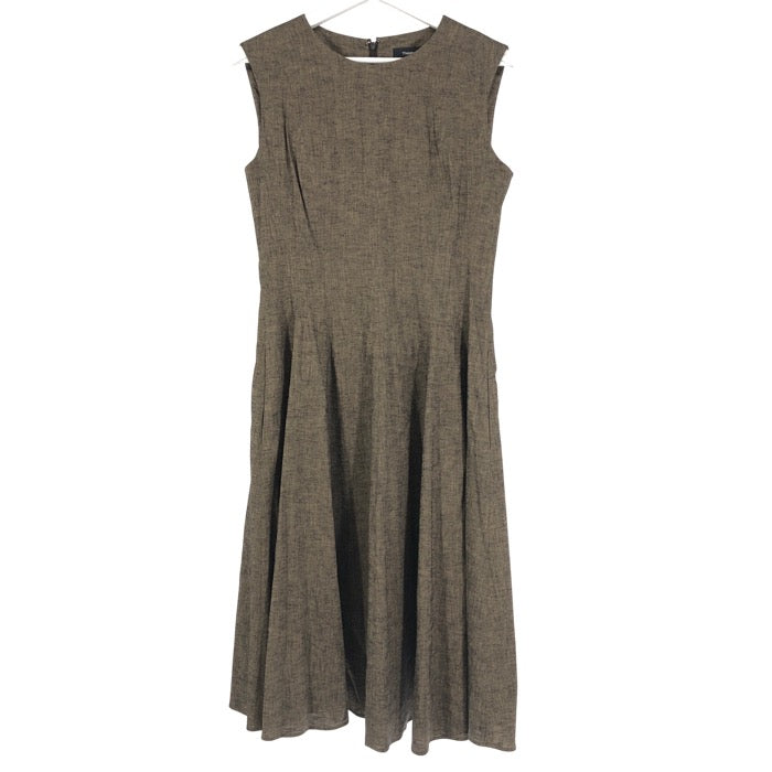 theory セオリー ノースリーブ ワンピース 麻・リネン×レーヨン ブラウン系 サイズ6(13号・XL相当)【中古】レディース 大きいサイズ