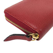 画像をギャラリービューアに読み込む, GUCCI グッチ プチマーモント 456117 ラウンドファスナー 長財布 レザー レッド【中古】 レディース
