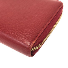 画像をギャラリービューアに読み込む, GUCCI グッチ プチマーモント 456117 ラウンドファスナー 長財布 レザー レッド【中古】 レディース
