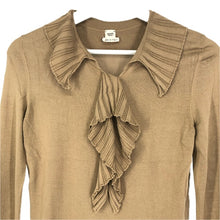 画像をギャラリービューアに読み込む, HERMES エルメス フリル プルオーバー シルクニット マルジェラ期 ブラウン系 サイズ34(XS-S相当)【中古】 レディース
