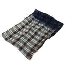 画像をギャラリービューアに読み込む, COLOMBO コロンボ 大判ストール 麻・リネン ブルー×ブラウン【中古】 ユニセックス
