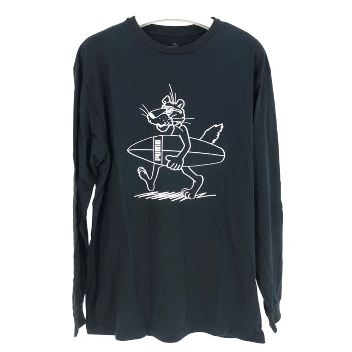 PUMA プーマ プリント 長袖Ｔシャツ コットン ネイビー XXLサイズ【中古】 メンズ 大きいサイズ
