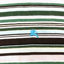画像をギャラリービューアに読み込む, BURBERRY BLACK LABEL バーバリーブラックレーベル ボーダー柄 半袖Ｔシャツ コットン ブラウン×グリーン サイズ3(M相当)【中古】メンズ
