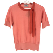 画像をギャラリービューアに読み込む, JOHN SMEDLEY ジョンスメドレー タイ付き ニットプルオーバー 半袖 S4681 コットン コーラルピンク M相当【中古】【新品同様】【美品】レディース
