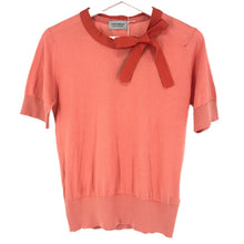 画像をギャラリービューアに読み込む, JOHN SMEDLEY ジョンスメドレー タイ付き ニットプルオーバー 半袖 S4681 コットン コーラルピンク M相当【中古】【新品同様】【美品】レディース
