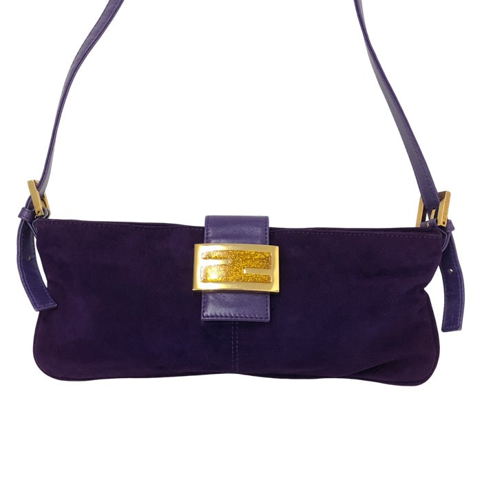 FENDI フェンディ FF マンマバゲット ショルダーバッグ スウェード パープル【中古】 レディース