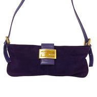 FENDI フェンディ FF マンマバゲット ショルダーバッグ スウェード パープル【中古】 レディース