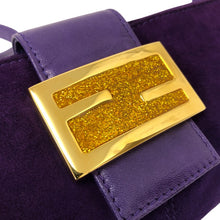 画像をギャラリービューアに読み込む, FENDI フェンディ FF マンマバゲット ショルダーバッグ スウェード パープル【中古】 レディース
