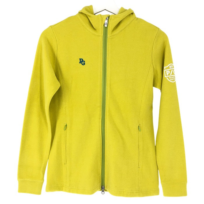 PEARLY GATES パーリーゲイツ ストレッチ鹿の子 フルジップフーディパーカー 長袖 ネオンイエロー サイズ0(S相当)【中古】レディース