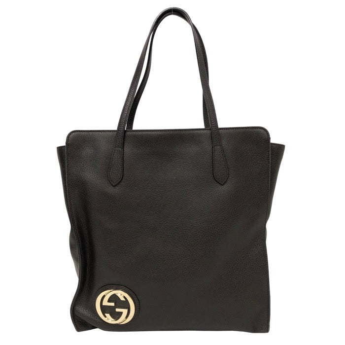 GUCCI グッチ インターロッキングG 353581 トートバッグ レザー ダークブラウン【中古】 レディース