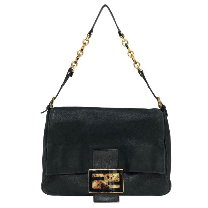 FENDI フェンディ ビッグマンマバケット ワンショルダー ハンドバッグ 8BR638 スパンコールレザー ブラック【中古】レディース