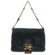 FENDI フェンディ ビッグマンマバケット ワンショルダー ハンドバッグ 8BR638 スパンコールレザー ブラック【中古】レディース