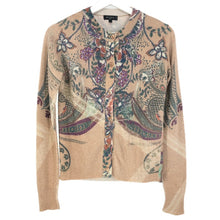 画像をギャラリービューアに読み込む, ETRO エトロ 花柄 カーディガン アルパカ混 ライトブラウン系 サイズ42(L相当)【中古】レディース
