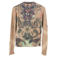画像をギャラリービューアに読み込む, ETRO エトロ 花柄 カーディガン アルパカ混 ライトブラウン系 サイズ42(L相当)【中古】レディース
