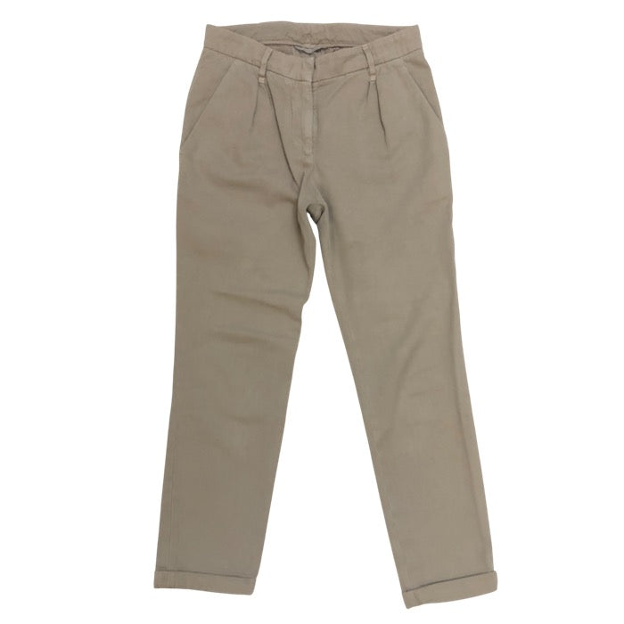 Brunello Cucinelli ブルネロクチネリ クロップドパンツ コットン×カシミヤ グレージュ サイズ38(S-M相当)【中古】レディース