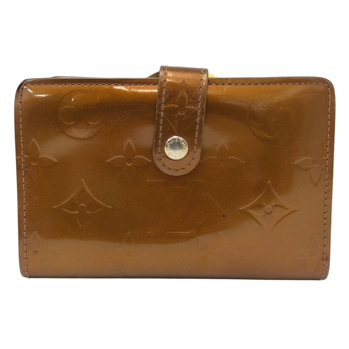 LOUIS VUITTON ルイ・ヴィトン ポルトフォイユヴィエノワ がま口 二つ折り財布 モノグラムヴェルニ ブロンズ【中古】レディース
