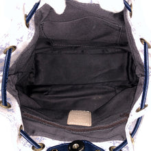 画像をギャラリービューアに読み込む, russet ラシット 巾着ショルダーバッグ ナイロン×レザー グレー×ブルー【中古】レディース

