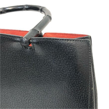 画像をギャラリービューアに読み込む, GUCCI グッチ トートバッグ ハンドバッグ バンブーハンドル 022 1059 レザー ブラック【中古】レディース
