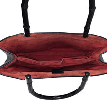 画像をギャラリービューアに読み込む, GUCCI グッチ トートバッグ ハンドバッグ バンブーハンドル 022 1059 レザー ブラック【中古】レディース
