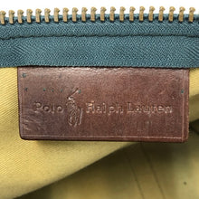 画像をギャラリービューアに読み込む, POLO RALPH LAUREN ポロ・ラルフローレン 2WAYボストンバッグ チェック柄 ブラシ付 PVキャンバス×レザー グリーン【中古】ユニセックス
