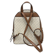 画像をギャラリービューアに読み込む, Michael Kors マイケルコース リュック・デイパック PVCキャンバス×レザー ホワイト×ブラウン【中古】レディース
