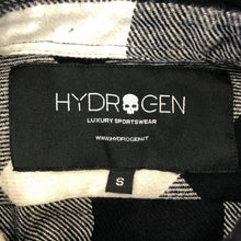 画像をギャラリービューアに読み込む, HYDROGEN ハイドロゲン 長袖シャツ バックプリント チェック柄 コットン混 モノトーン M相当【中古】メンズ
