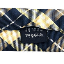画像をギャラリービューアに読み込む, Burberrys バーバリーズ チェック柄 ネクタイ シルク ブルー×イエロー【中古】メンズ
