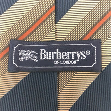 画像をギャラリービューアに読み込む, Burberrys バーバリーズ ストライプ柄 ネクタイ シルク ネイビー×ベージュ系【中古】 メンズ
