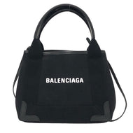 BALENCIAGA バレンシアガ カバス XS 2WAYトートバッグ ポーチ付 390346 キャンバス×レザー ブラック【中古】レディース