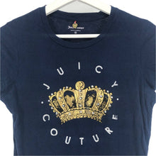 画像をギャラリービューアに読み込む, JUICY COUTURE ジューシークチュール 半袖Ｔシャツ クラウンロゴ ラインストーン コットン ネイビー サイズM【中古】レディース
