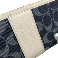画像をギャラリービューアに読み込む, COACH コーチ 長財布 デニム ネイビー ホワイト【中古】【良品】レディース
