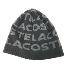 画像をギャラリービューアに読み込む, LACOSTE ラコステ ロゴ ニット帽 ウール混 ブラック FREEサイズ【中古】 ユニセックス
