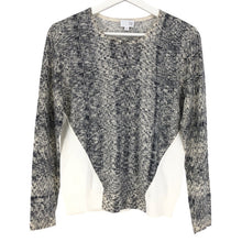 이미지를 갤러리 뷰어에 로드 , TSE セイ カシミヤニット 長袖 ホワイト×ブルーグレー Mサイズ【中古】 レディース
