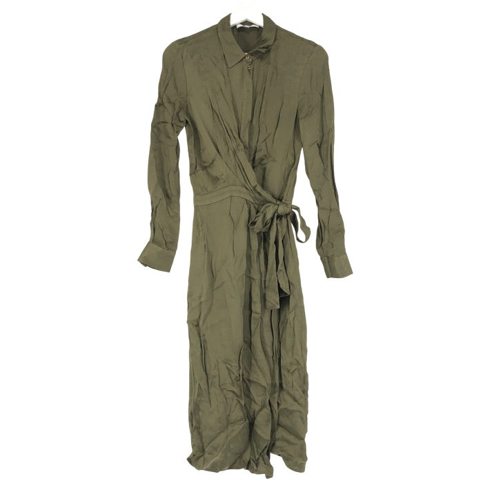 REISS リース 長袖 ロング ワンピース ウエストリボン レーヨン カーキ XS(5号)相当【中古】 レディース