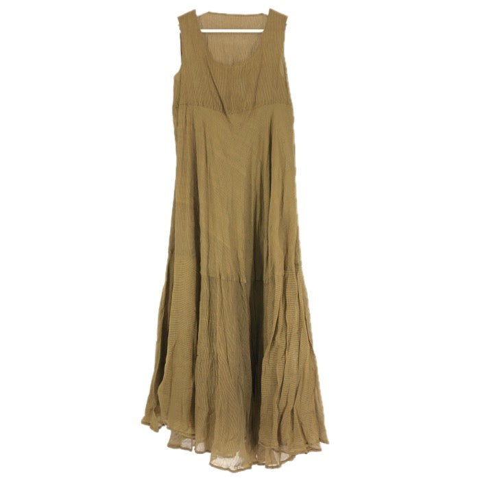 gigli ジジリ ノースリーブ ストライプ柄 ロング ワンピース コットン イエローオーカー Mサイズ【中古】 レディース