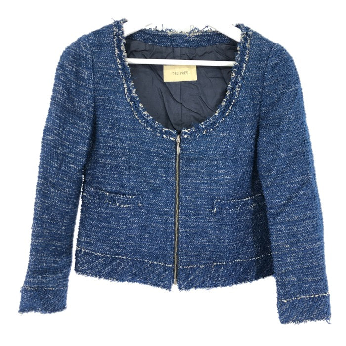 DES PRES デプレ ノーカラージャケット ブルー サイズ1(S相当)【中古】 レディース