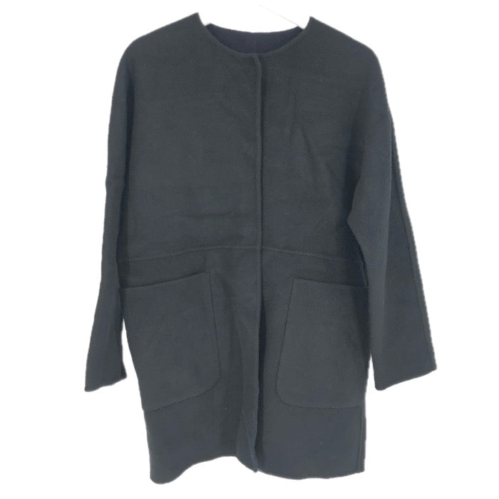 united arrows グリーンレーベル リラクシング ノーカラー リバーシブル コート ウール ブラック×ネイビー サイズ36(XS-S相当) レディース