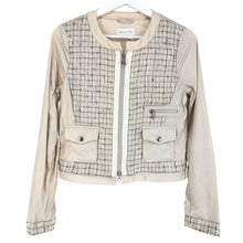 將圖片載入圖庫檢視器 PATRIZIA PEPE パトリッツィアペペ フリル ノーカラージャケット ツイード×ナイロン ベージュ サイズ40(M相当)【中古】 レディース
