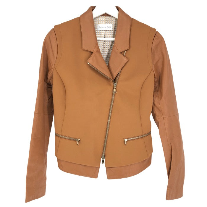 PATRIZIA PEPE パトリッツィアペペ コンビブルゾン 羊革 ブラウン系 サイズ42(L相当)【中古】 レディース