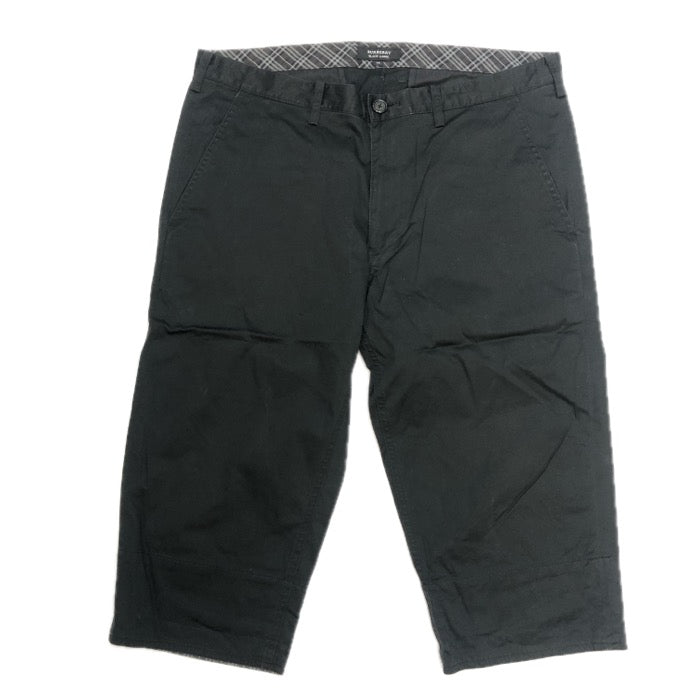 BURBERRY BLACK LABEL バーバリーブラックレーベル 裾裏チェック クロップドパンツ コットン ブラック サイズ79(M相当)【中古】 メンズ