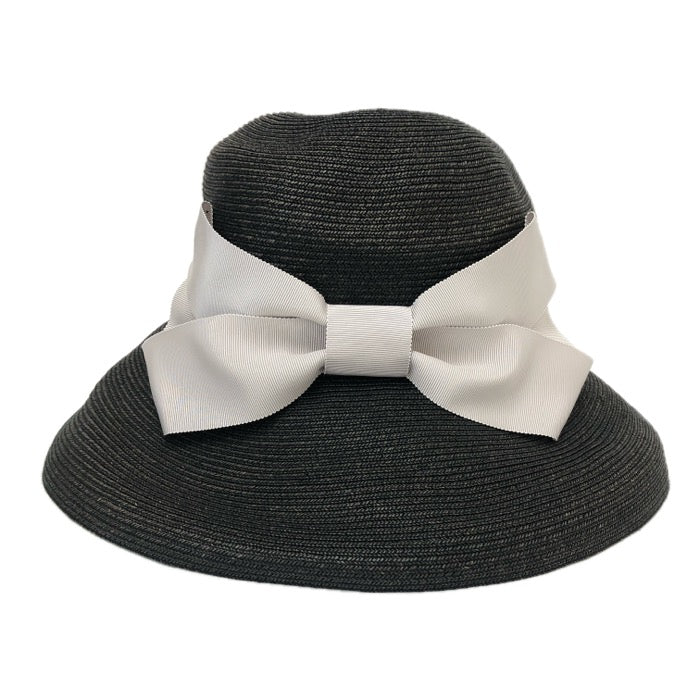 Lanvin Collection ランバン コレクション 麦わら風 リボンハット ブラック【中古】 レディース