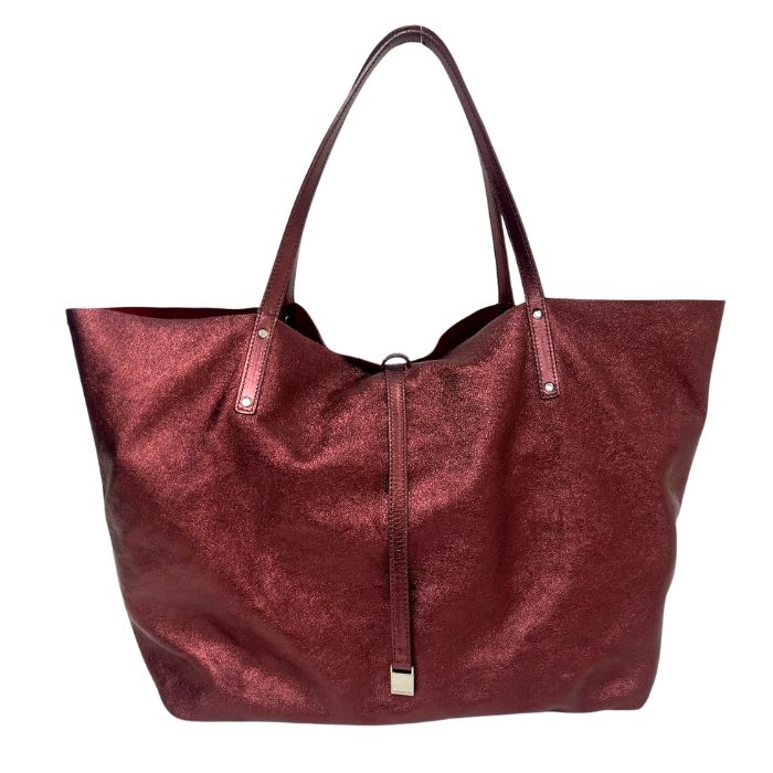 TIFFANY&Co. ティファニー ポーチ付 リバーシブル トートバッグ スウェード/メタリックレザー レッド【中古】 ユニセックス