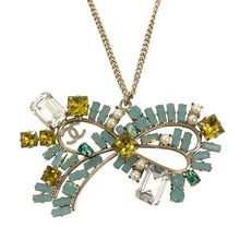 画像をギャラリービューアに読み込む, CHANEL シャネル カラーストーン リボンネックレス グリーン系 05P刻印【中古】レディース
