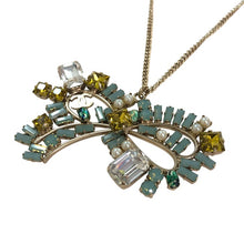 画像をギャラリービューアに読み込む, CHANEL シャネル カラーストーン リボンネックレス グリーン系 05P刻印【中古】レディース
